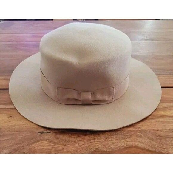 Wyeth Lila Taupe Wool Wide-Brim Fedora Hat Wool One Size - Picture 1 of 7
